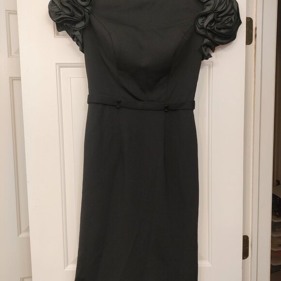 BASIX BLACK LABEL ROSETTE SLEEVE COCKTAIL DRESS IN BLACK - Picture 2 of 7